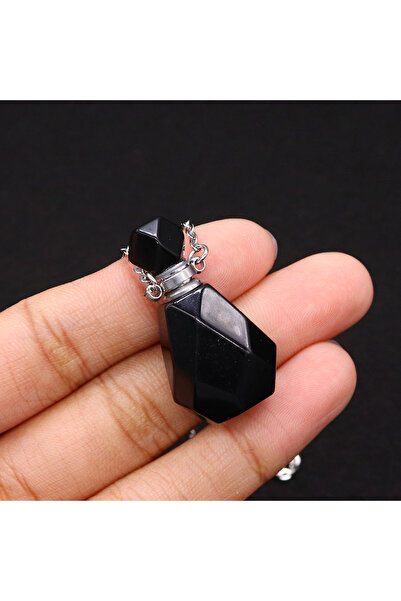 Choice قلادة زجاجة عطر من الكريستال الطبيعي مقاس 45 سم من الكوارتز الوردي مع موزع للزيوت العطرية