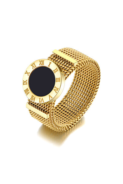 Choice 7 R20092G تصميم أصلي بأرقام رومانية وسلسلة حلقات شبكية من التيتانيوم والفولاذ المقاوم للصدأ والأكريليك الأسود