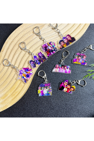 Miniso 8 قطع من سلاسل المفاتيح 8/9 قطع من سلاسل مفاتيح Kpop Demon Hunters Huntrix Saja Boys Rumi Zoey Jinu Mira Sold My Sou