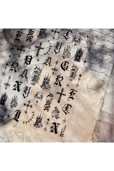 Choice 1pcs Thin and Tough Nail Stickers 3D Dark Gothic Impression Self Adhes...