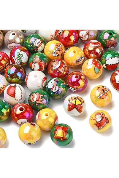 Choice 10 قطع 10 قطع 16 مم خرز أكريليك عيد الميلاد خرز علكة دائري سميك لصنع المجوهرات بنفسك حمالة صدر