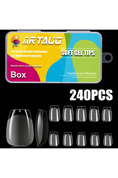 Choice أطراف أظافر لوزية نصف مطفية بلون عاجي، 240 قطعة/صندوق، أظافر صناعية نا...