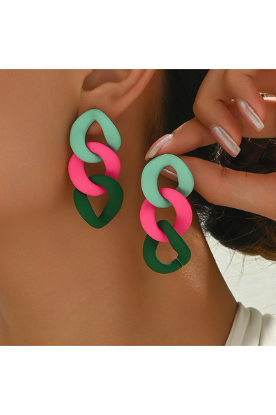 Choice أقراط متدلية دائرية هندسية من الأكريليك بألوان قوس قزح برونزية عتيقة م...