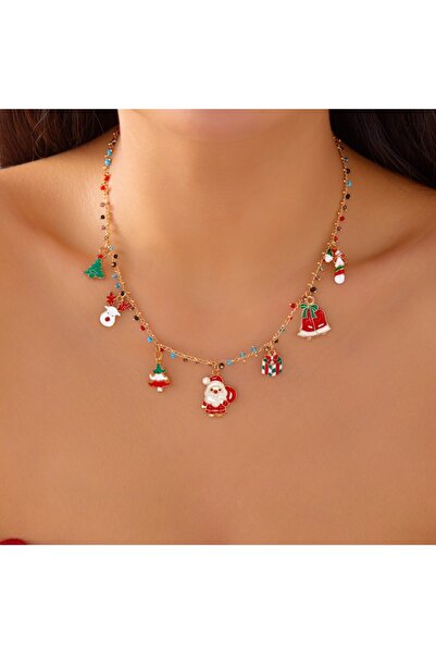 Choice NC25Y0757-3 قلادة شجرة خبز الزنجبيل على شكل ندفة ثلج عيد الميلاد، رجل ثلج، جرس رنة، مصنوع من الطين الناعم