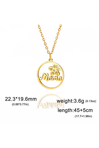 Choice قلادة حروف سكايرم ماما الذهبية من 45 إلى 50 سم للنساء من الفولاذ المقا...