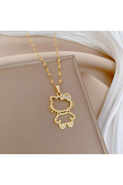 Choice قلادة ذهبية اللون من سلسلة حيوانات كرتونية مجوفة لطيفة من الزركونيا لل...