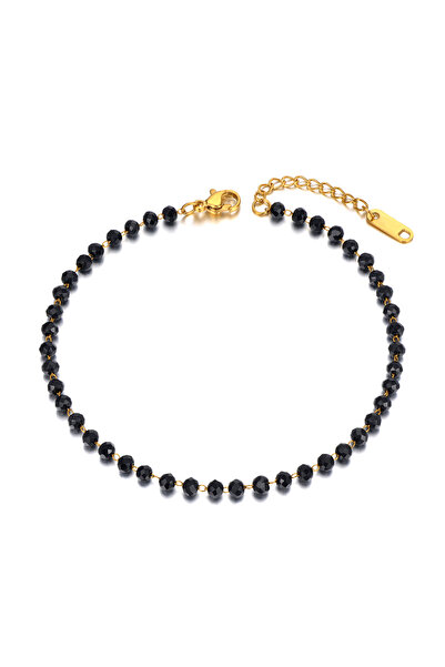 Choice A21029G Lokaer Fashion Black CZ Crystal Charm خلخال للنساء والفتيات سلسلة وصل من الفولاذ المقاوم للصدأ Bohe