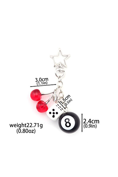 Choice BG00015-05 سلسلة مفاتيح أنيقة على شكل فاكهة وكرز ونجمة على شكل 8 كرات،...