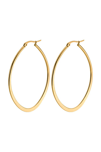 Choice Gold Color 1 Pair Round Circle Flat Hoop Earrings Women Girls Gold Pla...