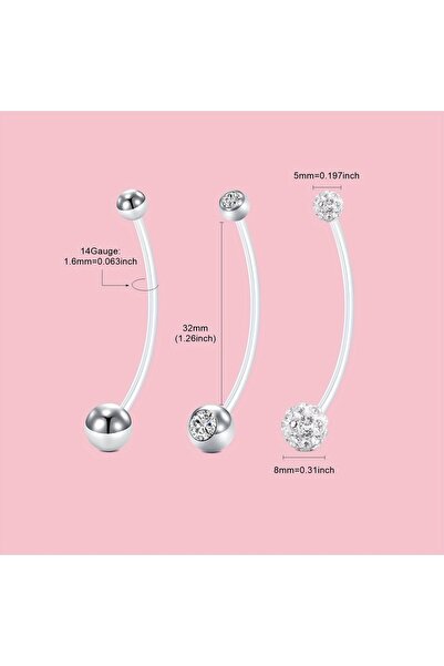 Choice حلقات زر البطن من البلاستيك الأنيق واللطيف على شكل سرّة وجرس، 3 قطع، 1...