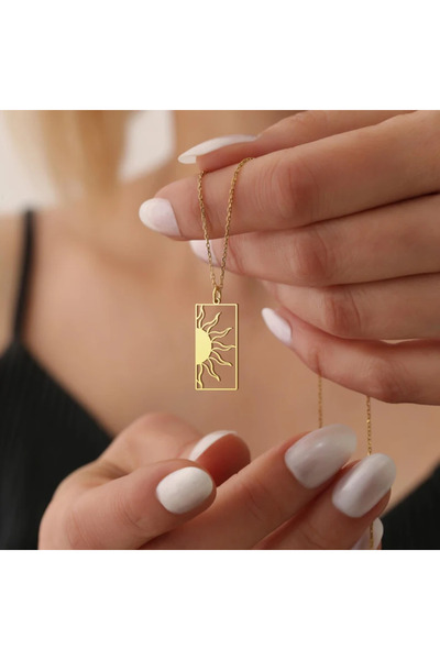 Choice قلادة ذهبية مجوفة مطلية بالذهب عيار 18 قيراطًا على شكل شمس للنساء من ا...