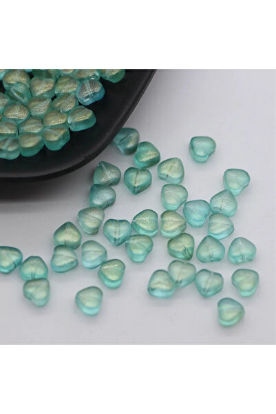 Choice 20 قطعة من خرزات القلب بلون أزرق مخضر، مقاس 6 مم، مصنوعة من الزجاج الت...