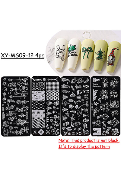 Choice XY-MS09-12 4 قطع 4 قطع لوحات ختم أظافر عيد الميلاد ندفة الثلج فيونكة ق...