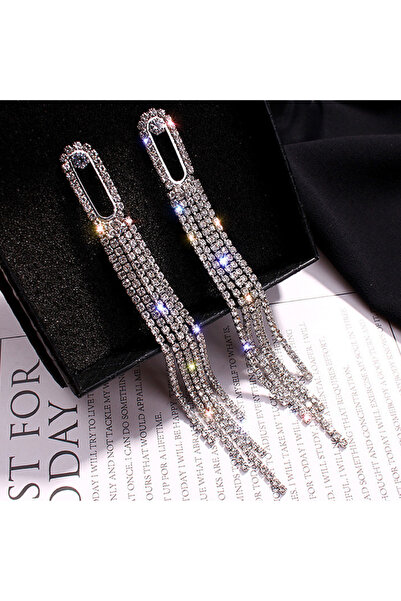 RINHOO FRIENDSHIP أقراط متدلية طويلة لامعة مزينة بشرابة للنساء، مرصعة بالكامل...