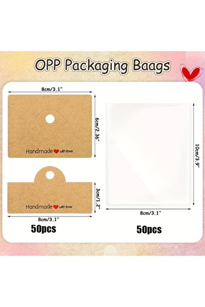 Choice 50 كيسًا و50 بطاقة، 100 قطعة من أكياس تغليف المجوهرات، بما في ذلك 50 ك...