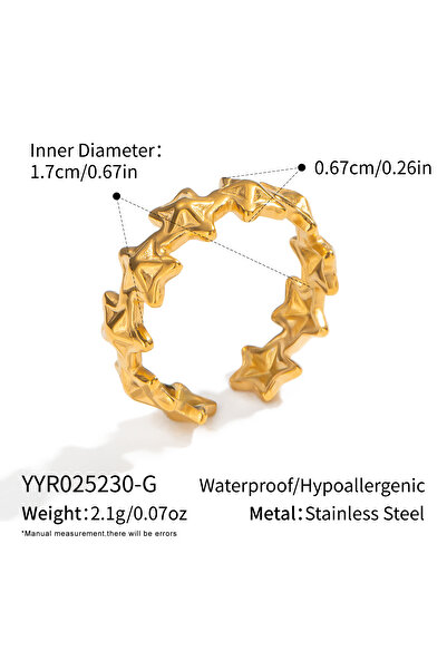 Choice YYR025230-G XIANING 18K Gold-plated Stainless Steel Two-tone Star Open...