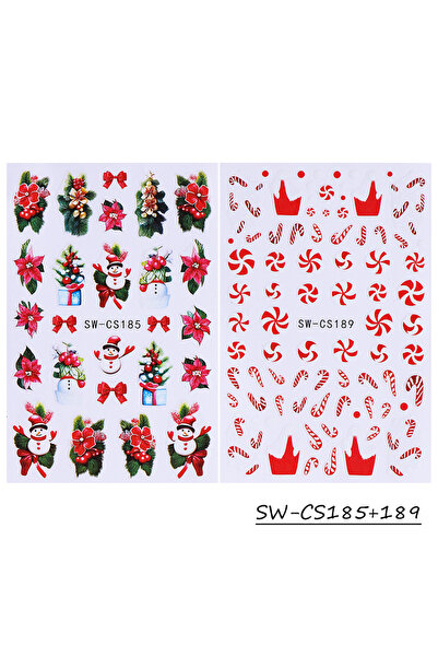 Choice SW-CS185 189 2/3 قطع ملصقات أظافر عيد الميلاد على شكل رجل ثلج كرتوني ل...