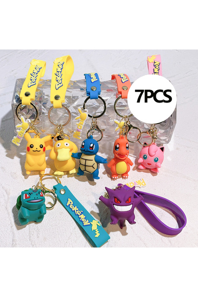 Miniso 6 سم 7 قطع 2025 سلسلة مفاتيح بوكيمون الجديدة بيكاتشو كودا بطة قلادة مج...