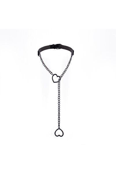 Choice قلادة على شكل قلب باللون الأسود على شكل سلسلة على شكل حرف Y، طوق تشوكر...