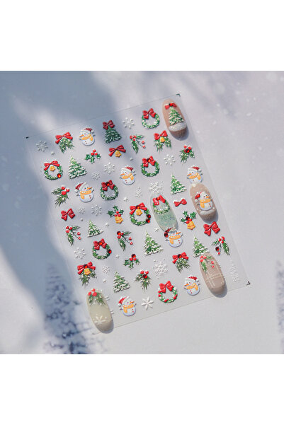 Choice 1 قطعة ملصقات أظافر عيد الميلاد الفاخرة كريستال الماس الكرتون الدب شجرة الظهر الغراء ملصق فن الأظافر...