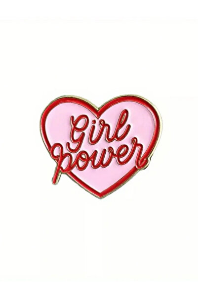 Choice XZ438-6 1 "Girl Power" Pink Heart shaped Enamel Pin Fashion Clothing M...