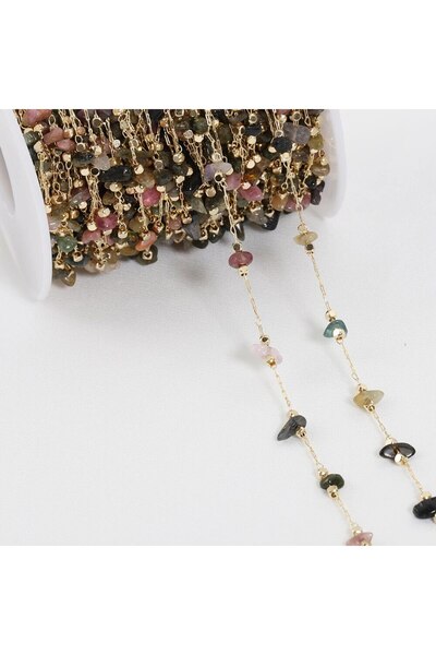 Choice سلسلة خرز حجرية بوهيمية غير منتظمة بألوان متنوعة بطول متر واحد، مناسبة...