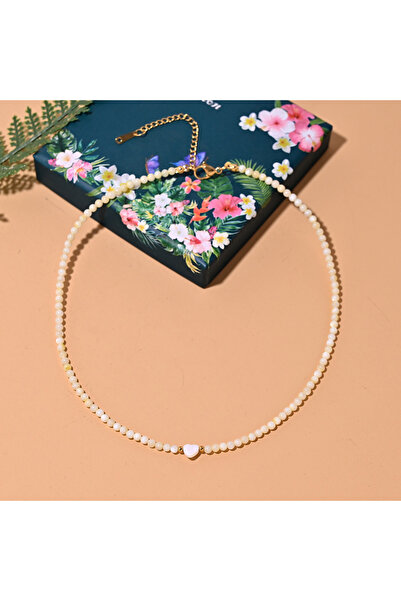 Choice cream-colored Mother of Pearl Beads Heart Choker Fashion Dyed Natural Shell Necklace for Women Stain