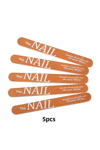 Choice 5 قطع 5/10 قطع من مبردات الأظافر الخشبية البنية بحبيبات 120/180 مستقيمة الشكل وقابلة للغسل وتنعيم حواف الأظافر P