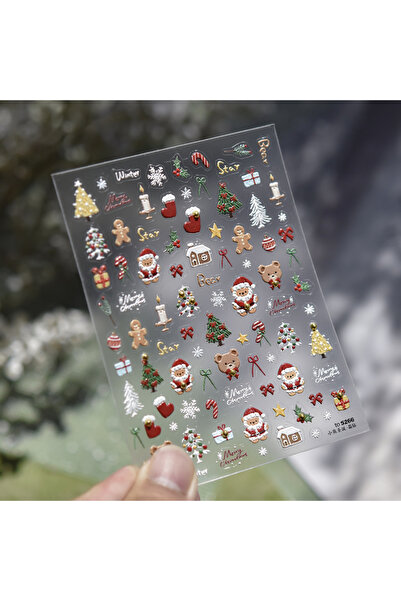 Choice 1 قطعة ملصقات أظافر عيد الميلاد الفاخرة كريستال الماس الكرتون الدب شجرة الظهر الغراء ملصق فن الأظافر...