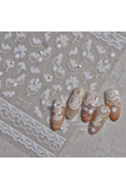 Choice MS538 قطعة واحدة ملصقات تزيين الأظافر بتصميم فيونكة من الدانتيل الأبيض...