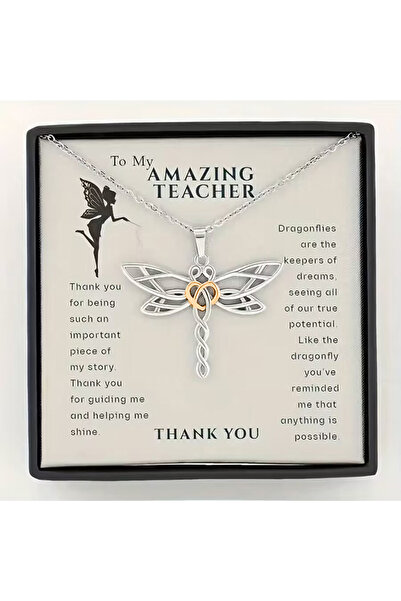 Choice قلادة على شكل يعسوب من تصميم "معلمتي الرائعة" مع بطاقة هدايا تخرج للمع...