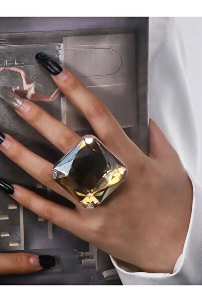 Choice خواتم كبيرة مربعة الشكل من أحجار الراين باللون الذهبي T1 لتزيين الأصابع للنساء لحفلات الزفاف والكريستال مفتوحة