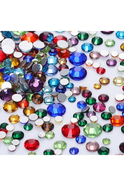 Choice مزيج الألوان 1440 قطعة أحجام مختلفة زجاج مسطح أحجار الراين اللامعة كريستال AB دائري ماسي غير قابل للتثبيت بالصمغ