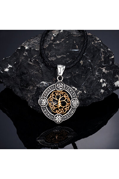 Choice قلادة من الجلد الذهبي بطول 60 سم، لا يتغير لونها، مزينة برون نورسي، تح...