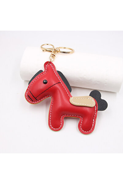 Choice سلسلة مفاتيح جلدية فاخرة جديدة باللون الأحمر هدية على شكل حصان حقيبة ي...