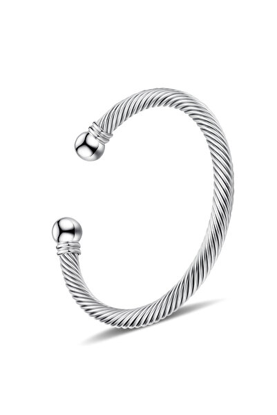 Choice أساور سلكية ملتوية من الفولاذ المقاوم للصدأ باللون الفضي مقاس 60-66 مم...