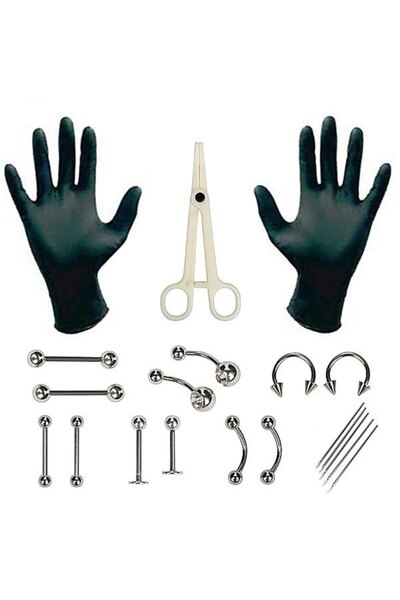 Choice مجموعة مكونة من 20 قطعة، مجموعة واحدة من أدوات ثقب الجسم الاحترافية لل...