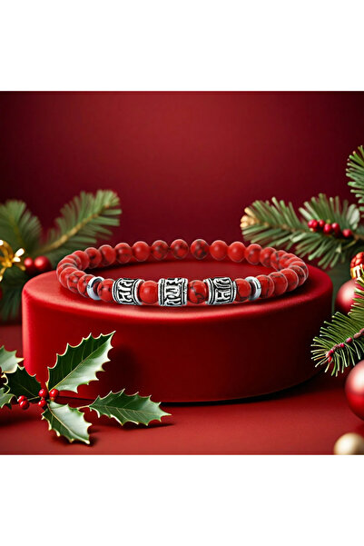 Choice سوار رأس السنة الجديدة المصنوع يدويًا من حجر الهولايت الأحمر، مناسب لل...