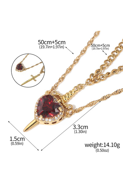 Choice N01125-03 قلادة زوجين من سنو وايت والصياد على شكل قلب وسيف للنساء