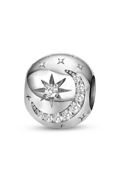 Choice TCE0686P4 خرزات سلسلة النجوم والقمر اللطيفة من الفضة الإسترليني عيار 9...