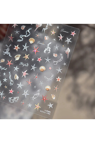 Choice ملصق أظافر TO5191 صدفي نجم البحر صدفي 5D فن الأظافر أمواج المحيط الصيف...