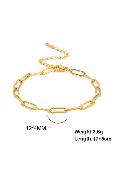 Choice سوار من الفولاذ المقاوم للصدأ باللون الذهبي بطول 17-22 سم للنساء، سلسل...