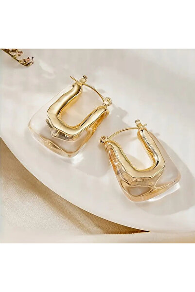 Choice أقراط دائرية شفافة على شكل حرف U من Yupsk للنساء بتصميم فرنسي أنيق مع لمسة نهائية من الراتنج