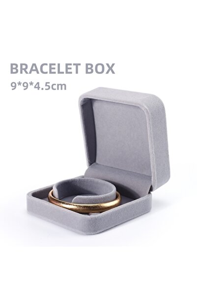 Choice صندوق أساور من سلسلة مخملية رمادية رقيقة، صندوق مجوهرات، صندوق خاتم، ح...