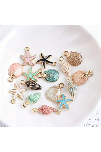 Choice 10PCs 10pcs Ocean Style Shell Starfish Enamel Alloy Charns Pendants, D...