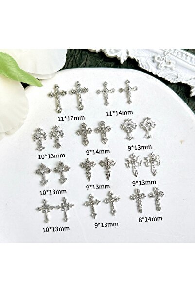 Choice مجموعة من 30 قطعة من زينة أظافر متقاطعة من سبائك معدنية ثلاثية الألوان...