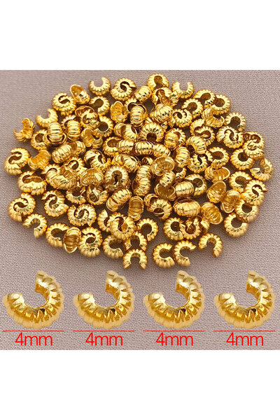 Choice 30 قطعة من الطراز 2 10/20/30 قطعة 4 مم مطلية بالنحاس عيار 18 قيراطًا نمط هلالي سميك فضي أصلي