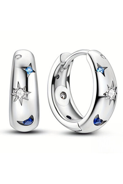 Choice XE5020-1 Luxury Silver Color Hoop Earrings for Woman Couple Zircon Hea...
