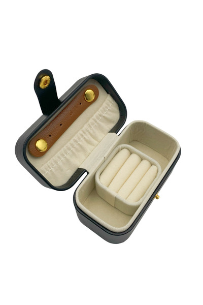 Choice صندوق تخزين مجوهرات من الجلد الصناعي الأسود المحمول، خاتم، قلادة، أقرا...