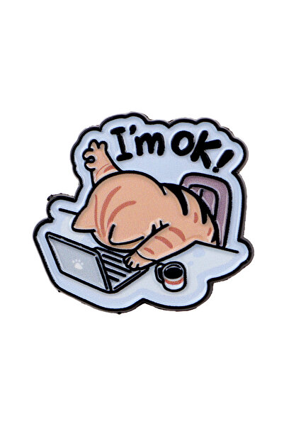 Choice 5 دبابيس مطلية بالمينا عليها اقتباسات "أنا بخير!"، بروش قطط تعمل على ا...